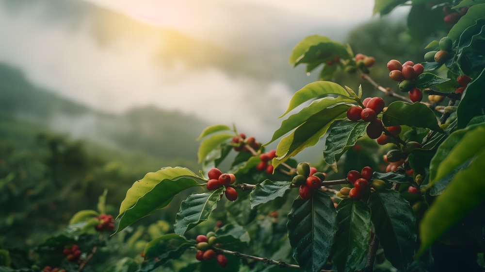 Misty,Morning,In,A,Lush,Coffee,Plantation,At,Sunrise