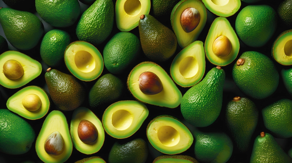 Green,Ripe,Avocado,Top,Close,Up,View.,Texture,Vegan,Healthy